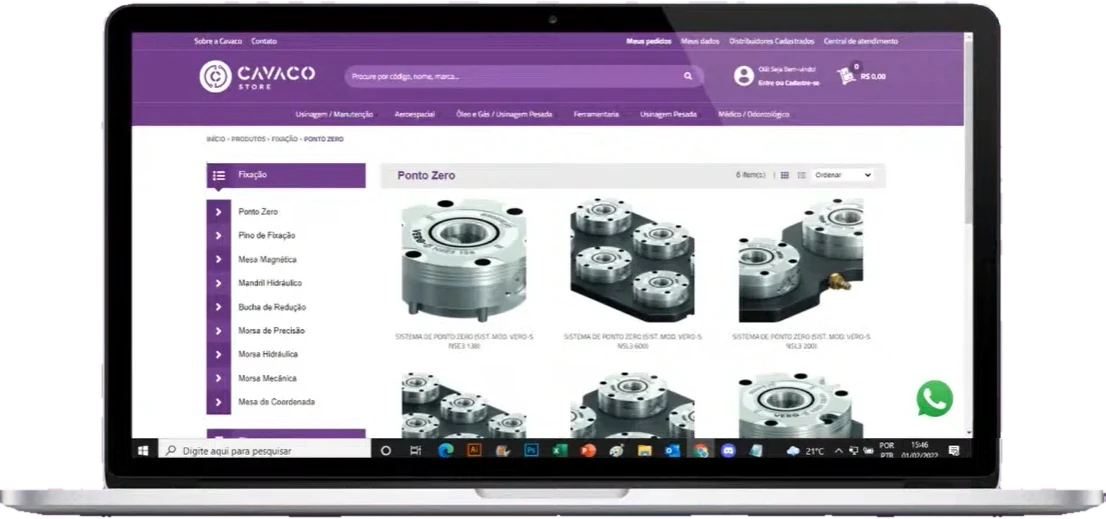 Notebook com a loja on-line cavaco.store aberta na categoria Fixação / Ponto Zero