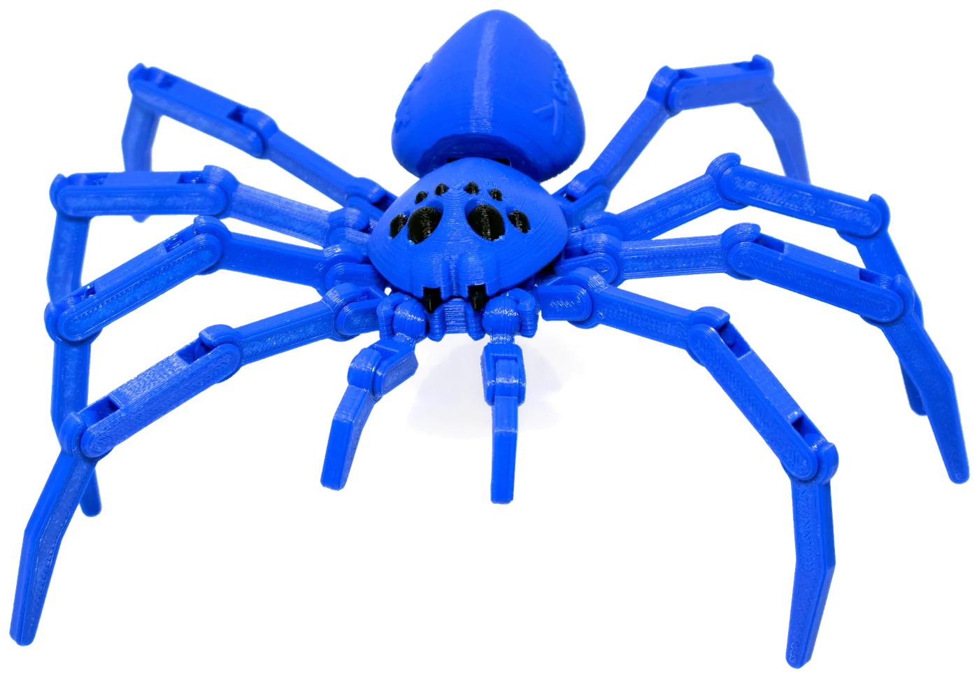 Aranha Spider3D azul, impressa em 3D, com pernas articuladas